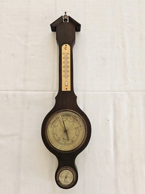 Barometro 140 Mm In Legno Mogano - Made In Germany, Precisione +/- 3 HPa, Con Scala HPa E MmHg - Foto 11