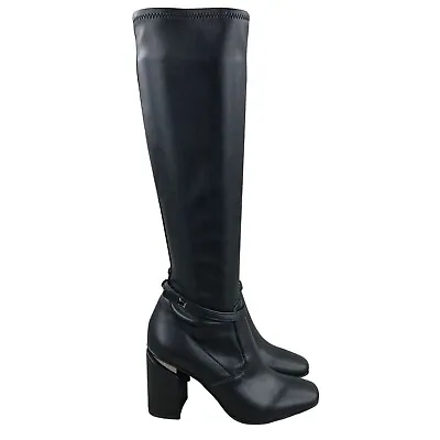 Franco Sarto Women's Size 5.5M Roxanne Black Faux Leather Knee High Tall Boots • $59.70