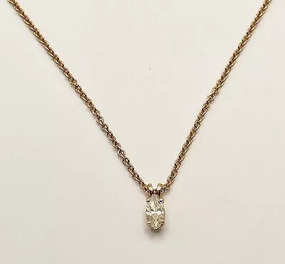 14K YG .30 CT Marquise Single Cut Diamond Pendant W/ 14K YG Necklace • $349.99