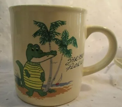 VINTAGE SARASOTA FLORIDA SOUVENIR ALLIGATOR PALM TREE MUG 10 Oz Original Sticker • $10.94