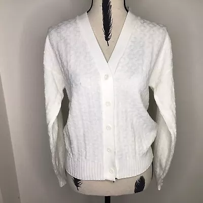 Vintage Target Cream Button Up Cardigan V Neck Size 14 Knit Acrylic NWT • $10