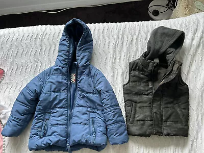 Boys Size 3 Puffs Jacket Blue Cotton On And Army Short Sleeve Puffa Vest • $10.30