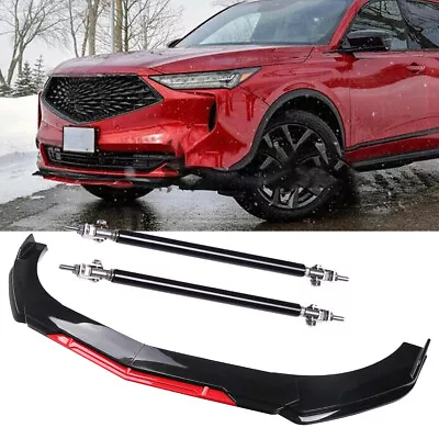 For Honda For Acura MDX Front Bumper Lip Spoiler Splitter Kit Gloss Black Rods • $58.98