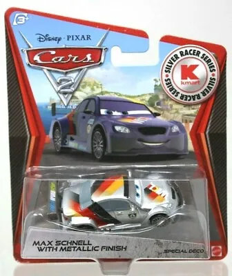 DISNEY CARS 2 Kmart Max Schnell With Metallic Finish Silver Racer NEW #S-10 • £7.70