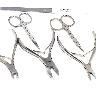 6 Pcs SOLINGEN MANICURE PEDICURE SET NAIL CUTICLE NIPPERS SCISSORS NAIL FILE • $41