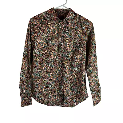 J Crew Liberty Fabric Floral Blouse Top Shirt Womens Sz 00 XS Long Sleeve • $67.43