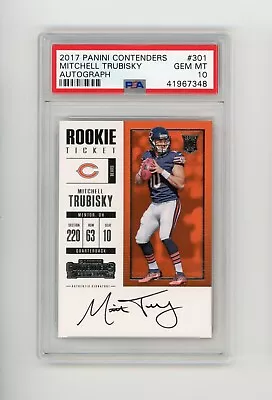 2017 Panini Contenders #301 Mitchell Trubisky RC Rookie Auto PSA 10 Steelers • $150