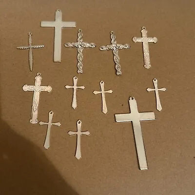 Vintage Estate Sale Lot Religious Crosses Catholic Jewelry Pendant Necklace • $13.99