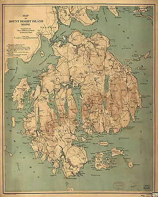 1893 Map Mount Desert Island Maine History Vintage Wall Art Poster Print Decor • $21.95