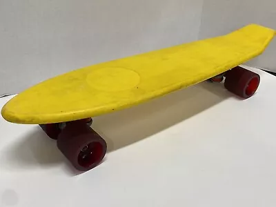 Vintage Yellow Plastic Roller Derby Skateboard 23.5  Great Shape! Red Wheels • $49