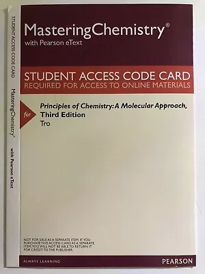 MasteringChemistry With Pearson EText Student Access Code Card ISB9780133890686 • $39