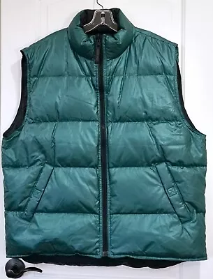 J.CREW Sport Men's Reversible Full-Zip Down Puffer Vest Black & Teal Size XL • $27.99