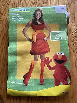 Halloween Elmo Costume Sesame Street Adult Size S(4-6) Dress Stockings Headpiece • $9