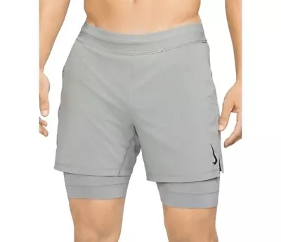 NWT Nike Men's Dri-Fit Yoga Shorts 2-in-1 Training Shorts Grey Black Size XL 2XL • $29.95