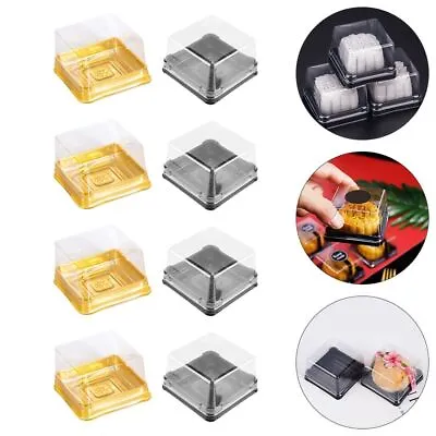 50x Mooncake Container Transparent Plastic Square Moon Cake Food Packaging Box • £6.96