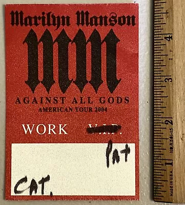 2004 Marilyn Manson Against All Gods Real USED Working Backstage All Access Pass • $27.77