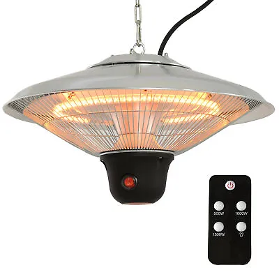 Outsunny Patio Ceiling Hanging Heater 1500W Electric Aluminium Remote Control • £49.99