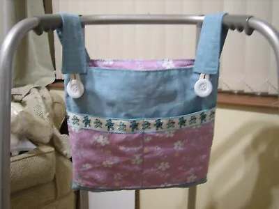 Bag For Walking Frame/zimmer Frame 4 Pocket - Aqua/floral/teddy • £11.50