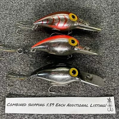 Lot Of 3 Pre-Rapala Storm Magnum Wiggle Wart Vintage Crankbaits AV108 AV115 103 • $28.99