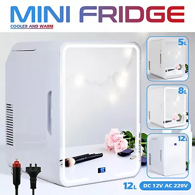 8/12L Mini Beauty Fridge Portable Cosmetics Refrigerator LED Makeup Mirror Cool • $69.95