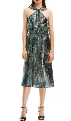 $99.95 • Buy SCANLAN THEODORE Tinsel Stripe Dress Mint Size 6 **NEW** RRP $1200