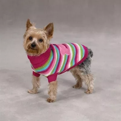 $19.67 • Buy Zack And Zoey Bright Stripe Bone Sweater, Pink & Pastel Dog Clothing, Large Pet
