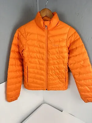 Marmot Jacket Womens XS Orange 700 Fill Duck Down Puffer Full Zip Quilted Coat • $29.99