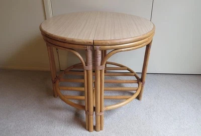 $40 • Buy Vintage Retro Cane/bamboo Circular Side Tables
