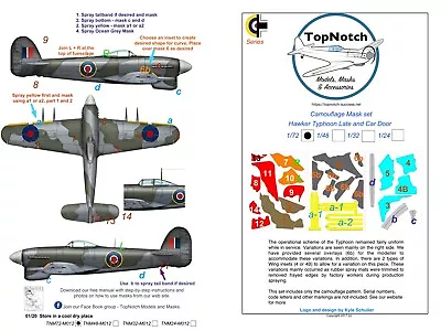 TopNotch Hawker Typhoon (Car Door And Bubble Topcamouflage Scheme Vinyl Mask Set • £15.75