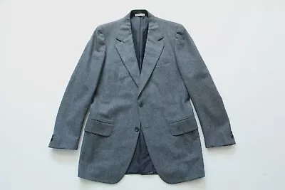 VTG Brioni Italy For Syms Gray Wool Flannel Tweed Tick Weave Sport Coat Sz 40 L • $85.66