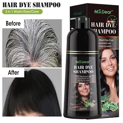 3 In 1 Black Hair Dye & Shampoo & Conditioner 500ml Jumbo Hair Permanent Colour • £11.95