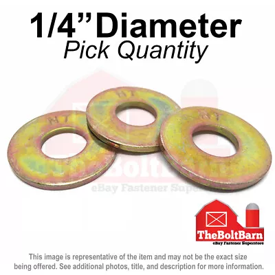 1/4  USS Flat Washers Grade 8 Steel Zinc Yellow (Pick Quantity) • $9.67