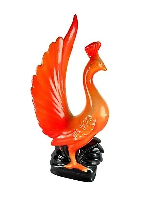 $13.99 • Buy VTG MCM Made In Japan Ceramic Bright Orange Phoenix Firebird Peacock  Figurine