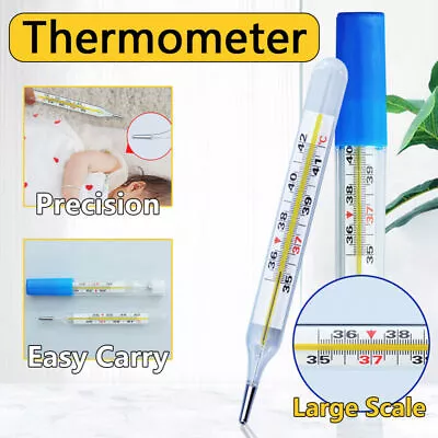 Mercury Free Traditional Glass Thermometer Baby Adult Medical Armpit Thermometer • $10.99