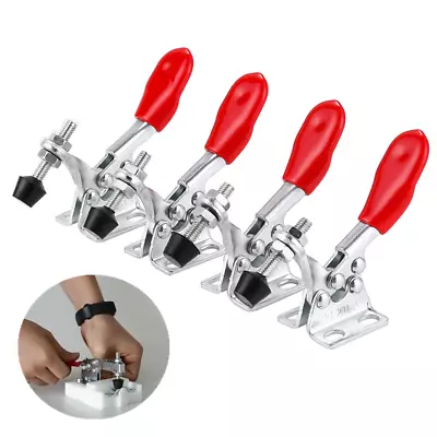 4x Horizontal Toggle Clamp Quick-Release Set GH-201A Woodworking Fix Clip Tool • £6.07