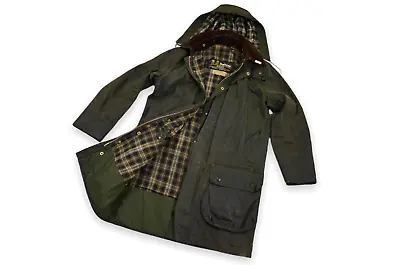 $200 • Buy Mens Barbour Border Vintage Green Waxed Hood England Hunting Classic C36/91cm