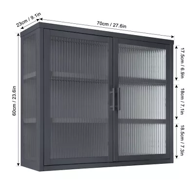 Double Glass Door Wall Cabinet Retro With Detachable Shelves Simple And Fashion • $205