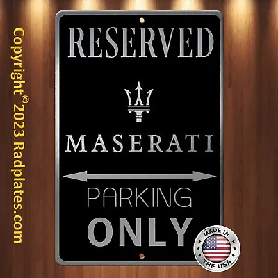 Maserati Parking Only 8 X12  Brushed Aluminum And Translucent Classy Black Sign • $19.97