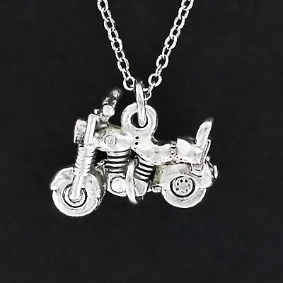 MOTORCYCLE Necklace - Pewter  With Chain Vintage Retro Indian Bike Cycle Gift • $15