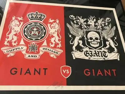 Used Shepard Fairey Mike Giant Giant Vs Giant Silk Screen On Paper 18x24 Inch • $1100
