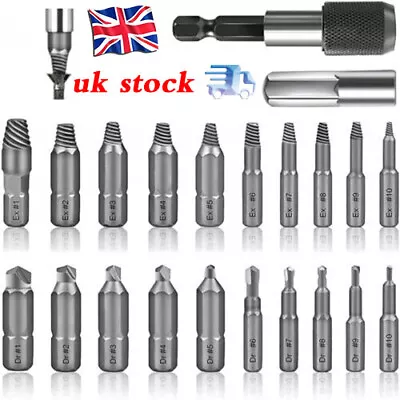 22X Broken Screw Extractor Remover Set Easy Out Damaged Stripped Drill Bits UK* • £11.59