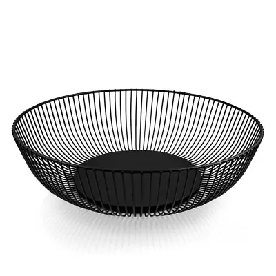 Wrought Iron Fruit Basket Metal Wire Round Openwork Drain Bowl Snacks Storage • £13.30