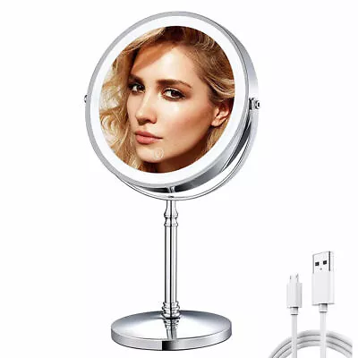8  LED Makeup Mirror With Lighted 10X Magnifying Dual Sided Dimmer Vanity Mirror • $34.99