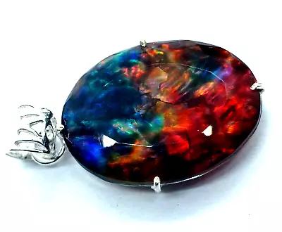 43.3 Ct Natural Lovely Ammolite Multi Colour 925 Solid Silver Pendant Gemstone • $34.99