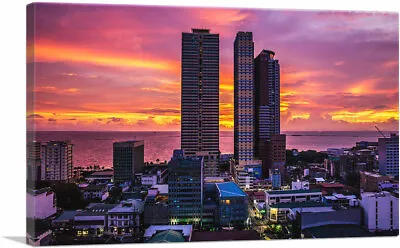 ARTCANVAS Manila Philippines Skyline Vivid Sunset Canvas Art Print • $75.64