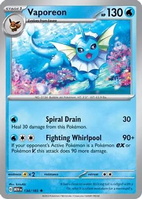 Vaporeon - Holofoil Pokemon 151 (134/165) • $1.20