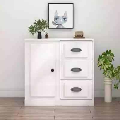 VidaXL Sideboard High Gloss White 70x35.5x67.5 Cm Engineered Wood • $136.63