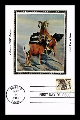 $1.25 • Buy Dr Jim Stamps Us Bighorn Sheep Wildlife Fdc Scott 1880 Colorano Silk Maxi Card
