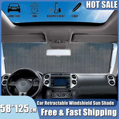 Front Window Telescopic Curtain Retractable Car Windshield Sun Shade Protector • $10.47