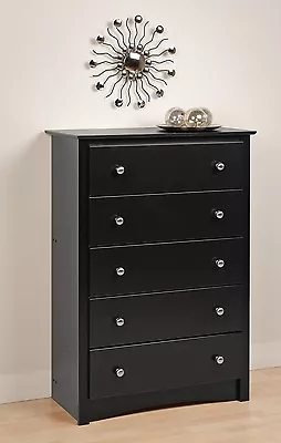 Sonoma 5 Drawer Dresser / Chest W/Metal Drawer Glides - Black NEW • $184.95